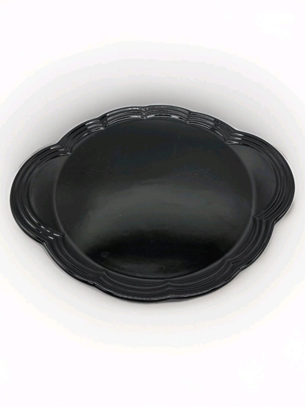 Vintage Black Scalloped 15" Platter Made In Japan Halloween Retro MCM Modern